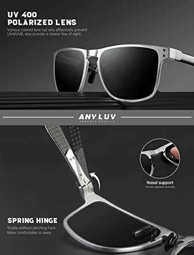 Image of ANYLUV Mens Sunglasses Polarized Upgraded Carbon Fiber Temple Sun Glasses Fashion Driving with UV Protection