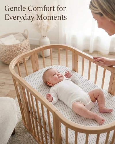 Image of Bedside Bassinet Sheets 2 Pack, 33 x 20 Fitted Bedside Sleeper Sheets, Ultra Soft Breathable Polyester, Ideal for Baby Girl or Boy and Newborns (Sage Trail, Bedside Sleeper Sheet)