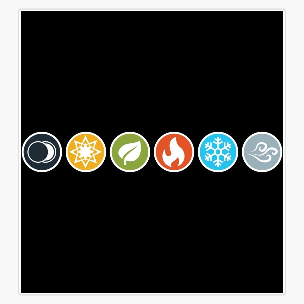 - Element Symbols HQ - Horizontal - Gloomhaven Inspired 5" Removable Magnetic Bumper Sticker | Heavy-Duty Vehicle Magnet