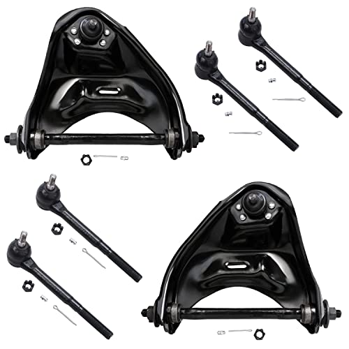 Image of Detroit Axle - 2WD Front End Control Arms Kit for Chevy Blazer S10 GMC Jimmy S15 Sonoma 2 Upper Control Arms w /Ball Joints 4 Inner & Outer Tie Rod End Links Replacement - 6pc Set