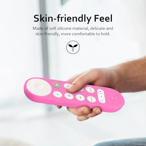 Coque Google TV Streamer 4K 2024 silicone phosphorescent - LEFXMOPHY protection télécommande rose - 3