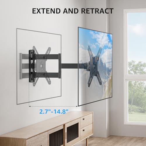 Image of MOUNTUP Full Motion TV Wall Mount for Most 14-42 inch Flat Curved Screen TVs | Max VESA 200x200mm, up to 44 lbs, TV Bracket with Swivel /Extension /Tilt /Level, Sturdy Mount for LED LCD TVs and Monitors
