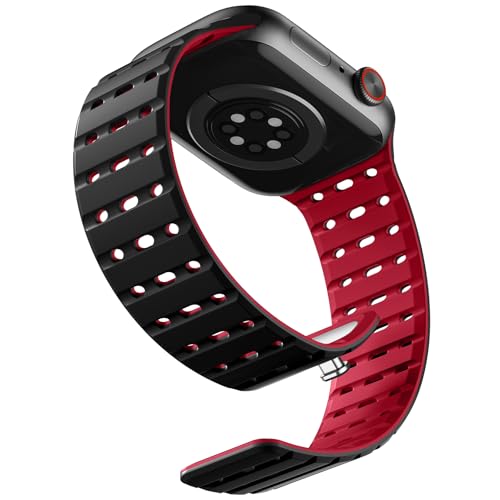 Bracelet connecté sport pour iWatch Ultra 2 Series 10 9 SE silicone aimanté bicolore