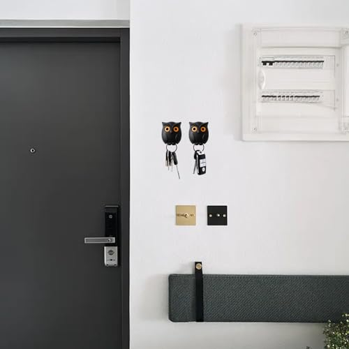 Fychuo Owl Key Holder Key Hooks Wall Mounted Magnetic Key Holder 2 Pack Night Owl Key Holder for Wall Self Adhesive Key Hook Cute Home Decor Automatic Open Close Eyes Owls Keyring Rings Black - Cosy Home Interiors Fychuo Owl Key Holder Key Hooks Wall Mounted Magnetic Key Holder 2 Pack Night Owl Key Holder for Wall Self Adhesive Key Hook Cute Home Decor Automatic Open Close Eyes Owls Keyring Rings Black - Image 4