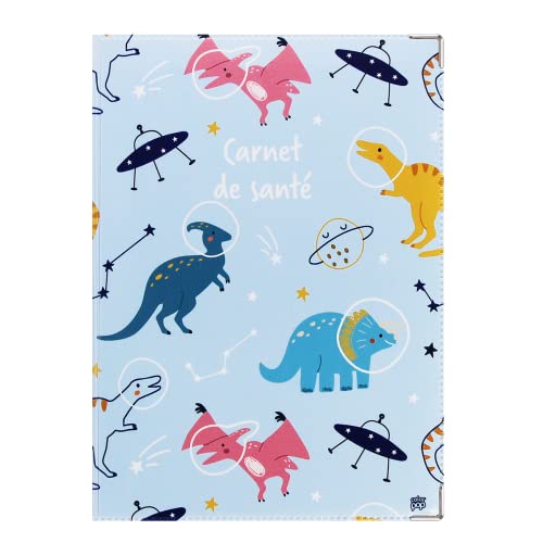 Color Pop Protège carnet de santé enfant – Fabrication Française – pvc imprimé – Pour carnet de santé, ordonnance- 22 x 16 cm (Imprime dinocosmo)