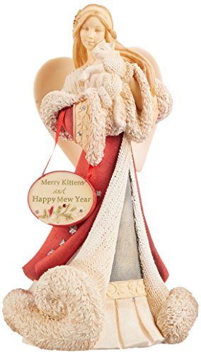 Enesco Heart of Christmas Angel with Kitty Figurine, 7.6-Inch