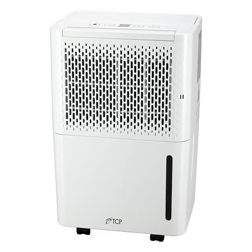 TCP 6L Portable Dehumidifier, Ultra-Quiet with 2.1L Water Tank, Continuous Drainage, 24h Timer, Full Tank Warning & Digital Display, White – Ideal for Smaller Rooms