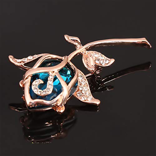 TXSD Crystal Rose Flower Broche Pin Strass Legering Rose Broches Vrouwen Kleding Accessoires - Afbeelding 5