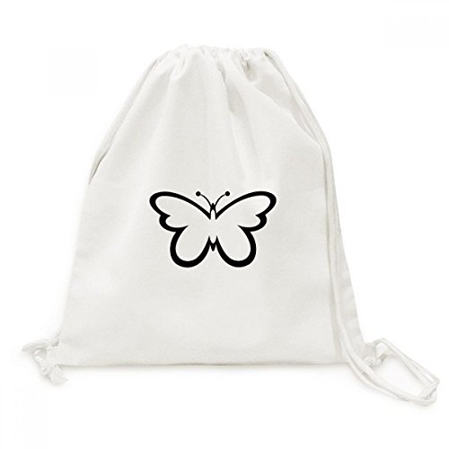 Sac de voyage toile noir cordon coulissant motif papillon imprimé