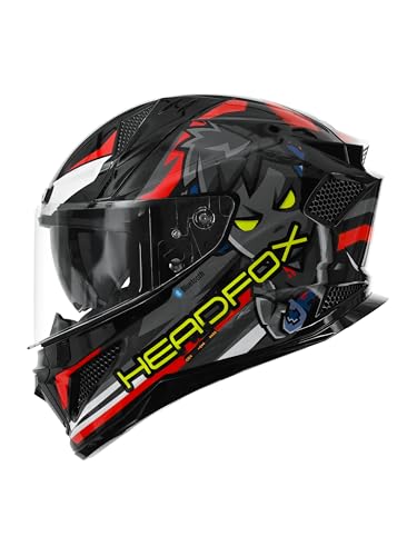 Image of HEADFOX N2F Shady Full Face Bluetooth Helmet for Bike | Waterproof Smart Helmet for Men & Women | ISI Certified | Built-in Bluetooth & LED Lights | Matte & Gloss Finish