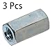 3 Pcs M16 x 49mm Long Rod Coupling Hex Nut Connector Zinc Plated Joint Nut Industrial Construction Fasteners