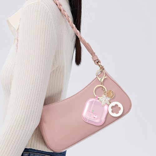 Image of (with Safety Lock) Clear Case Compatible with Cute Apple Airpods 4 Cases 2024 Women, VISOOM Soft TPU Transparency Air pods 4 Gen Cases iPods 4 Earbuds Case Girl Bling Keychain for Airpod iPod 4th Gen