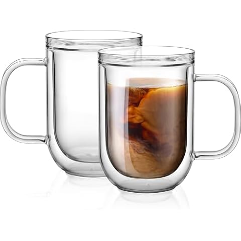 Aquach 16-ounce Double Walled Coffee Mugs Set Cover