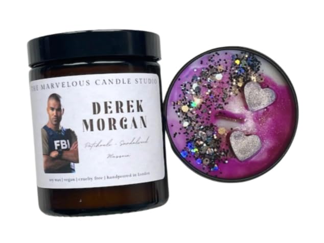 Derek Morgan Candle | Criminal Mind | Fandom Vegan Candles and Wax Melts | Shemar Moore | Derek Morgan Funny Novelty Gifts (8oz Candle)