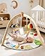 Promise Babe Spielbogen Baby aus Holz Baby Spielmatte Spielbogen Holz Gym 6 Interaktive Sensorik Spielzeug zur Motorik & Sinnesförderung Geeignet für Neugeborene (0–12+ Monate)