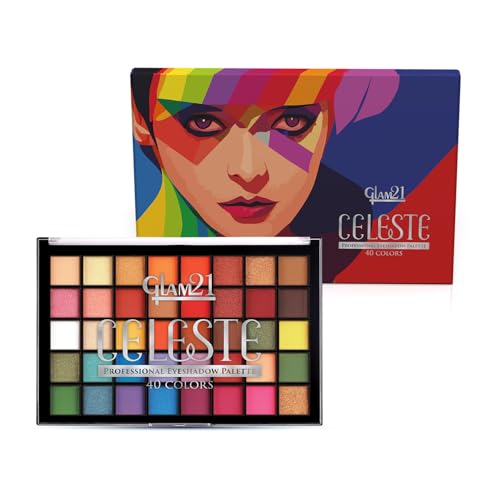 Glam21 Celeste Professional Eyeshadow Palette | All-in-One Eyeshadow Palette & Highly Pigmented | 40 Selected Shades | Matte & Shimmer Shades – 50gm | Blissful-02