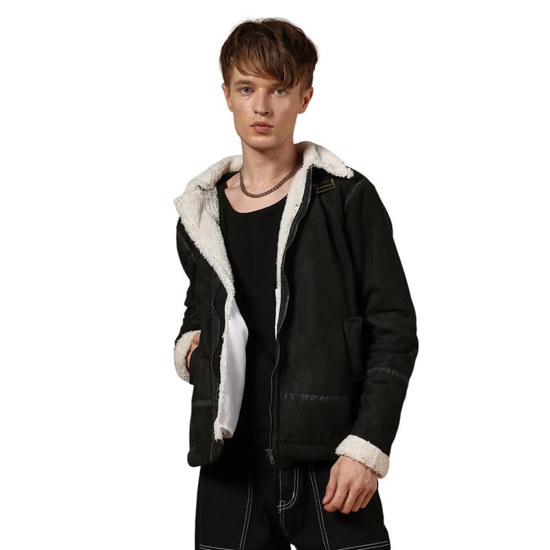 Image of CAHOOT Men's Carbon Lined Biker Jacket | Casual Wear | Spread Collar | Long Sleeve | Zipper Closure | Jacket Crafted With Comfort Fit | For Everyday Wear