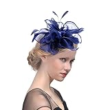 Fascinator Damen Organza Pillbox Hut Haarschmuck Feder Blumen Stirnband Haar Clip Cocktail Tea Party Kirche Haarreif Haarspange Hochzeit Brautschleier Vintage Kopfschmuck für Cosplay Karneval Bankett