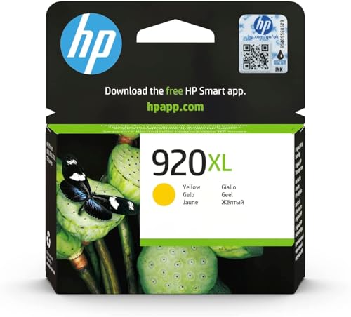 HP 920XL CD974AE, Amarillo, Cartucho de Tinta de Alta Capacidad Original, compatible con impresoras de inyección de tinta HP Officejet Series 6000, 7000