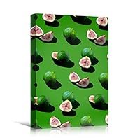 Canvas Wall Art Green Fig Pattern Chic Citrus Colorful Fruit Kitchen Multicolor Photography - 12x18 inches
