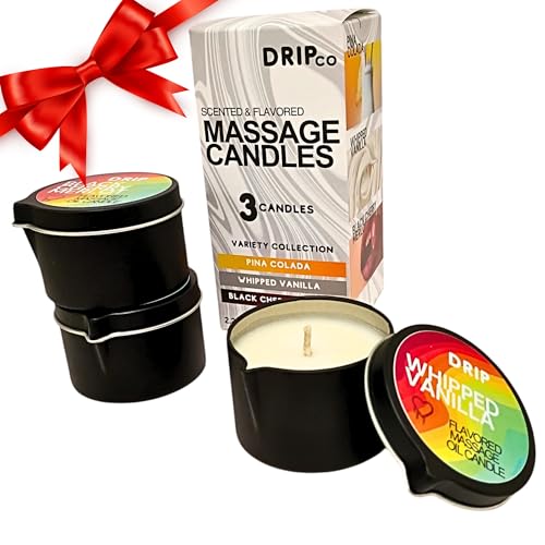 Massage Candle Gift 3 Pack, 6.75 oz - American Made Scented and Flavored Coconut and Soy Wax Aromatherapy for Relaxing Oil Therapy, TikTok Viral Bachorlette or Wedding or Stocking Stuffer