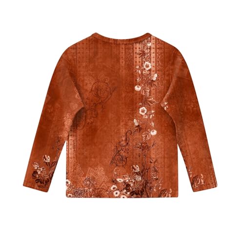 Girls Long Sleeve Casual Floral Print T-Shirt Soft Lightweight Pullover Crewneck Top for Kids Fall Winter Clothes3