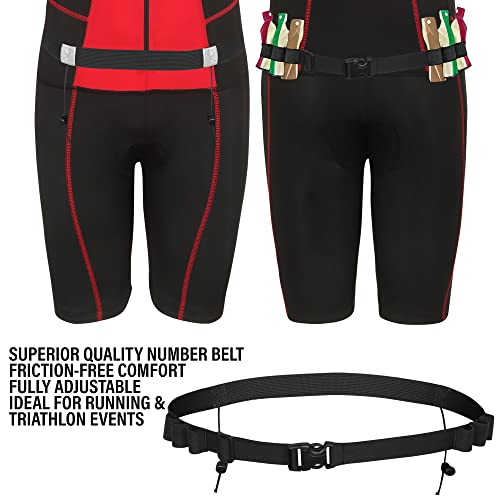 Deux Roues Youth Triathlon Suit Racing Tri Cycling Skin Suit Bike Swim Run - Bonus Race Bib Belt (Red, Youth 10) #TOP2