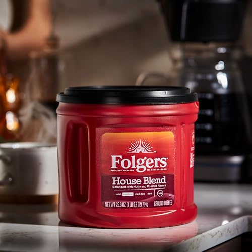 Image of Folgers House Blend Ground Coffee, Medium Roast, 25.9 ounce Canister (Pack of 6)