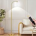 Qaubauyt Floor Lamp for Living Room Bedroom,65" Lights Floor Lamp with Remote Control Dimmable Colors Temperature,Standing Lamps,Tall Lamp,White Lampshade Gold Lamp Post,LED 9W Bulb Included