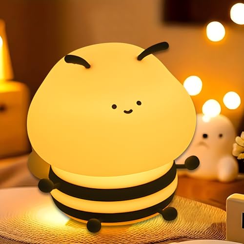 Image of Bee Night Light Animal Pat Light Industrious 3 Levels Soft Warm Light Can be Adjusted Dreamlike Dazzling Tap Touch Boys and Girls Room Decor