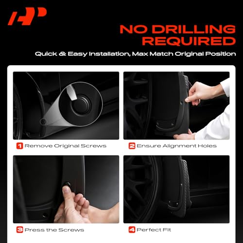 Image of A-Premium Mud Flaps Compatible with Honda CR-V 1997-2001, No Drilling Required Mud Guards with Hardware Accessories, Set of 2 Front Sides
