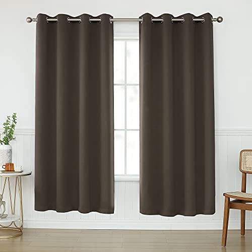 KEQIAOSUOCAI Chocolate Brown Blackout Window Curtains Draperies 72 Inch Length