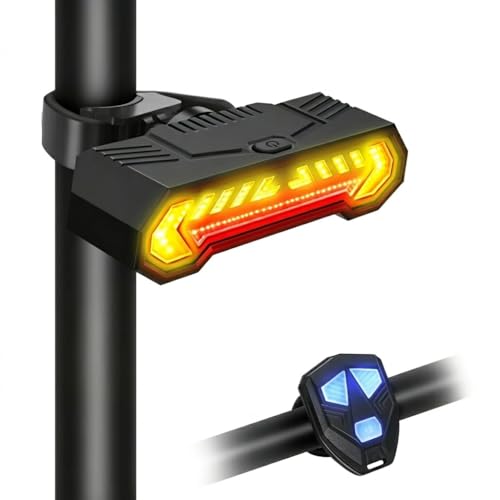 Vcwtty Smart Bike Tail Light Wireless Remote Turn Signals with 120dB Audio Warning & Virtual Lane Projection USB-C Rechargeable Rear Cycling Light IP65 Waterproof Anti-Collision Safety Signal (1)