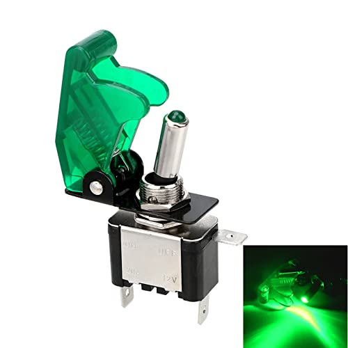 Interrupteur à bascule LED 12V 20A vert avec capot de protection pour auto et camion - 2