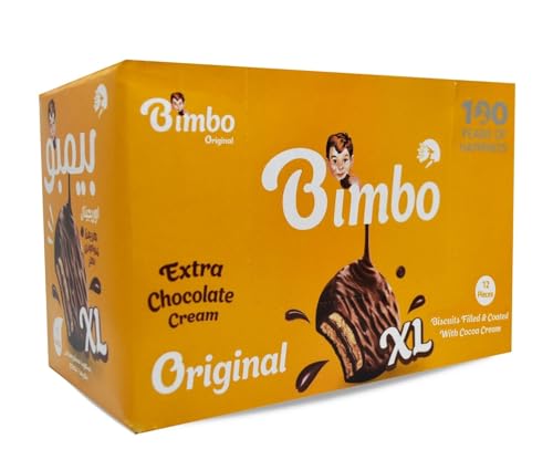 Bimbo Biscuits Filled & Coated With Cocoa Cream Original Extra Chocolate Egyptian Halal Cookies Crispy Delicious Sweet Kids Adults Bakery (1 Pack XL= 12 Pcs) بيمبو بسكويت محشو ومغطى بكريمة الكاكاو