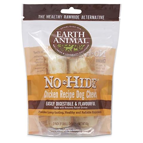Earth Animal No Hide Dog Chew - The Healthy Rawhide Alternative Long Lasting Dog Treats - Small Chews, Chicken, 2 Pack Cover
