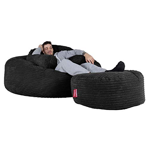 Lounge Pug, 'Mega-Mammoth' Sofa Sitzsack XXL, Schlafsofa, Cord Schwarz – Bild 5