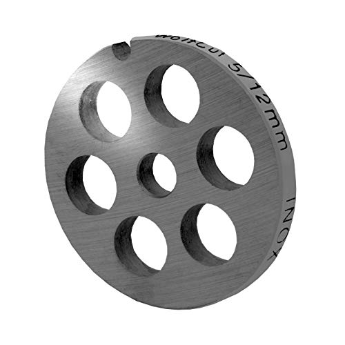 WolfCut INOX Lochscheibe Gr.5-12,0 mm Bohrungen - Kompatibel/Ersatz mit alle gängigen Fleischwölfe Größe 5 - z.B.: Bosch MUM4/MUM5 - Alexanderwerk Größe 5 - Jupiter Größe 5 und viele mehr Cover