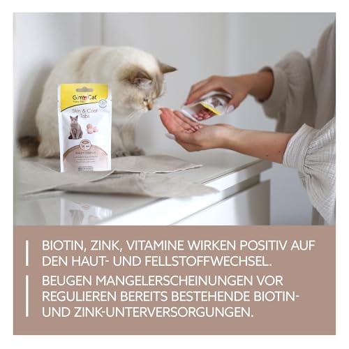 GimCat Skin & Coat Tabs - Funktionaler Katzensnack unterstützt gesundes Fell und Haut - 8er Pack (8 x 40 g)