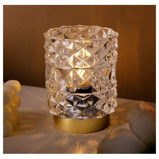 MJ PREMIER Kabellose Tischleuchte mit Timer Batteriebetriebene Lampe mit Rhombus Glaslampe Tischlampe Kabellos Dekorative Kristall Nachttischlampe für Schlafzimmer Wohnzimmer Flur Bad Küche (Klar)