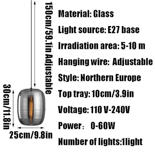Lámpara colgante de cristal estilo nórdico E27 para decoración 7