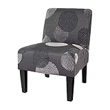 Belleze Curved Back Accent Slipper Chair Living Room Bedroom Upholstered Antique, Charcoal Sunflower