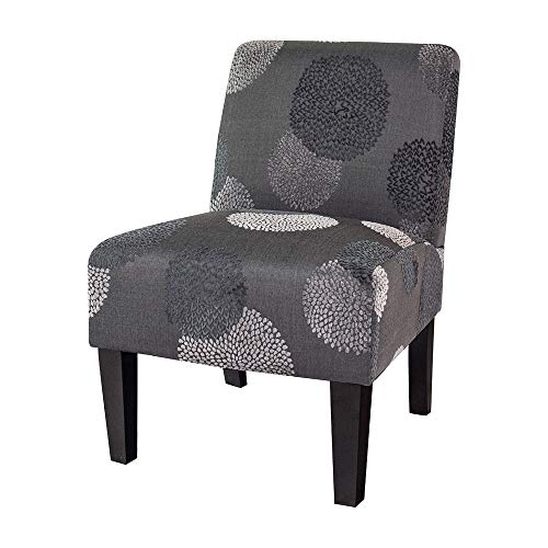 BELLEZE Accent Chair Modern Upholstered Living Room Chair with Curved Backrest and Wood Legs, Armless Slipper Chair for Bedroom, Fabric Corner Side Chair Lounge Chair - Andre (Charcoal Sunflower)