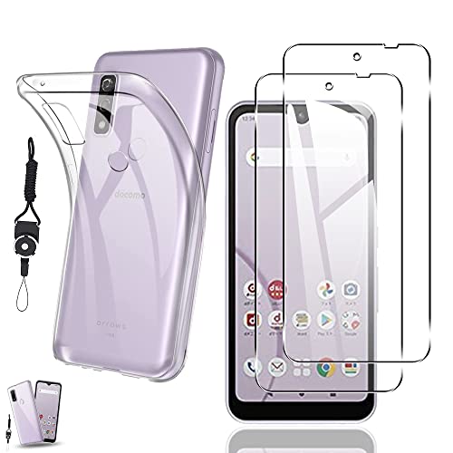 Arrows We/F-51B 用の ガラスフィルム + Arrows We 用の ケース クリア F-51B 用のフィルム 強化ガラス 保護フィルム 硬度9H 強化ガラス +カバー 透明 耐衝撃 薄型 軽量 擦り傷防止 スマホケース TPU素材を使用した耐水 防指紋 Arrows We/F-51B