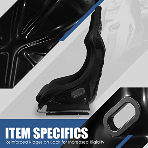 Auto Dynasty, Universal Bucket Racing Seats, Come With Adjustable Sliders, Set Of 2, Driver And Passenger Side, Black Fabric #TOP2