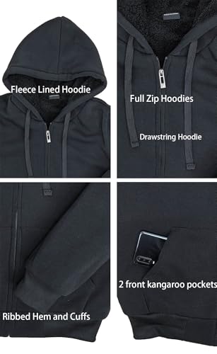 Men’s Zip Up Hoodie Sherpa Fleece Lined Fashion Drawstring Warm Sweatshirts Essential Jacket Coat2