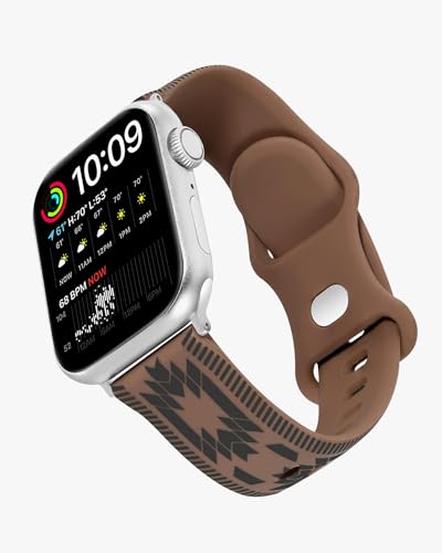 Wrangler Aztec Trail Silicone Band for Apple Watch Western Aztec Pattern Fits all Apple Watch Series and Sizes (Brown)