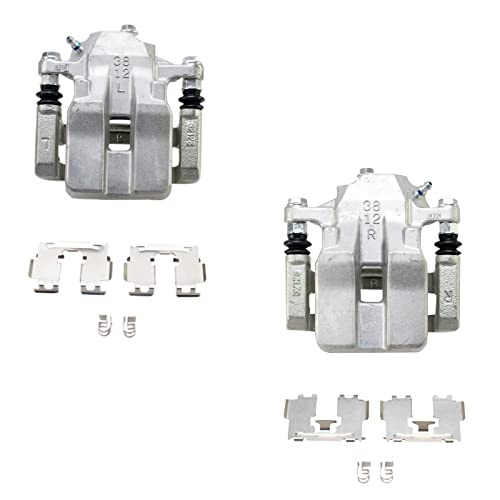 Image of TRQ Rear Driver and Passenger Side Brake Caliper Set Caliper Brackets Hardware Compatible with 2012-2018 Toyota RAV4