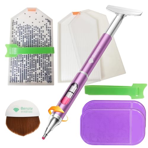 Benote Diamond Art Painting Pen Refillable Wax Pen Diamond Painting Tray Brush Anti- Slip Mat for 5D Diamond Art Accessorie