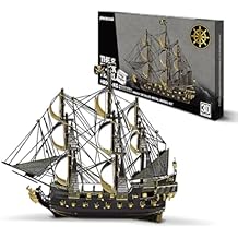 Piececool 3D Metal Puzzles for Adults, The Black Pearl Pearl Pirate Ship Model Kit, 3D Watercraft Model Building Kit, DIY Craft Kits for Family Time, Great Christmas Birthday Gifts